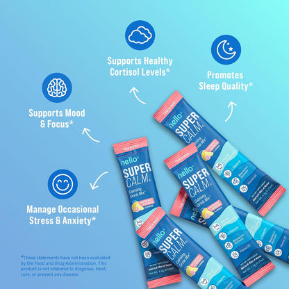 Nello Supercalm Powdered Drink Mix, Cortisol Reducer and Sleep Aid Supplement, 20 Ct, Raspberry Lemonade